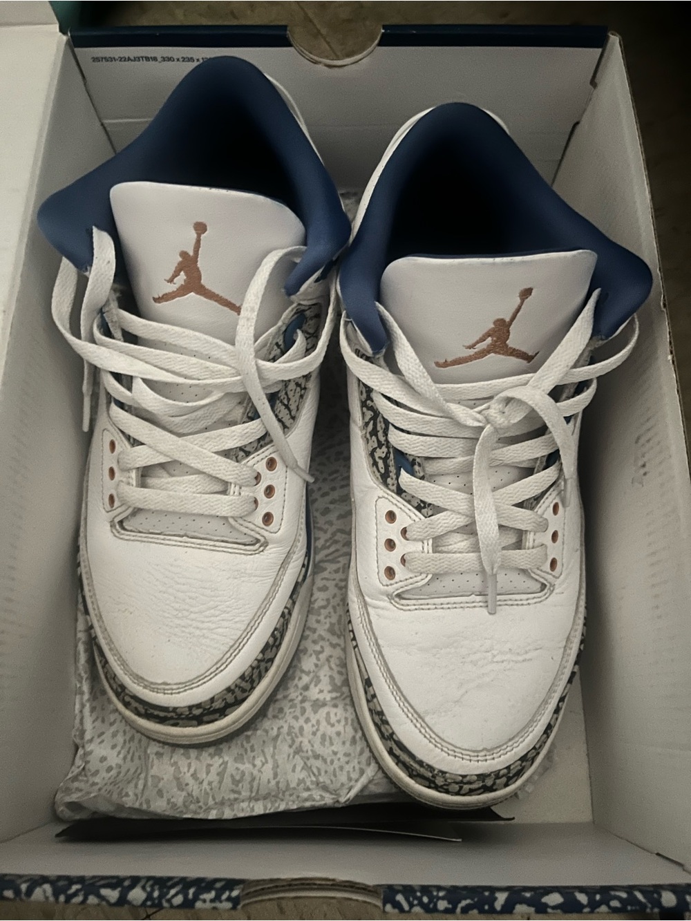 Jordan Kids White Navy and Copper Jumpman Sneakers jordan 3s retro